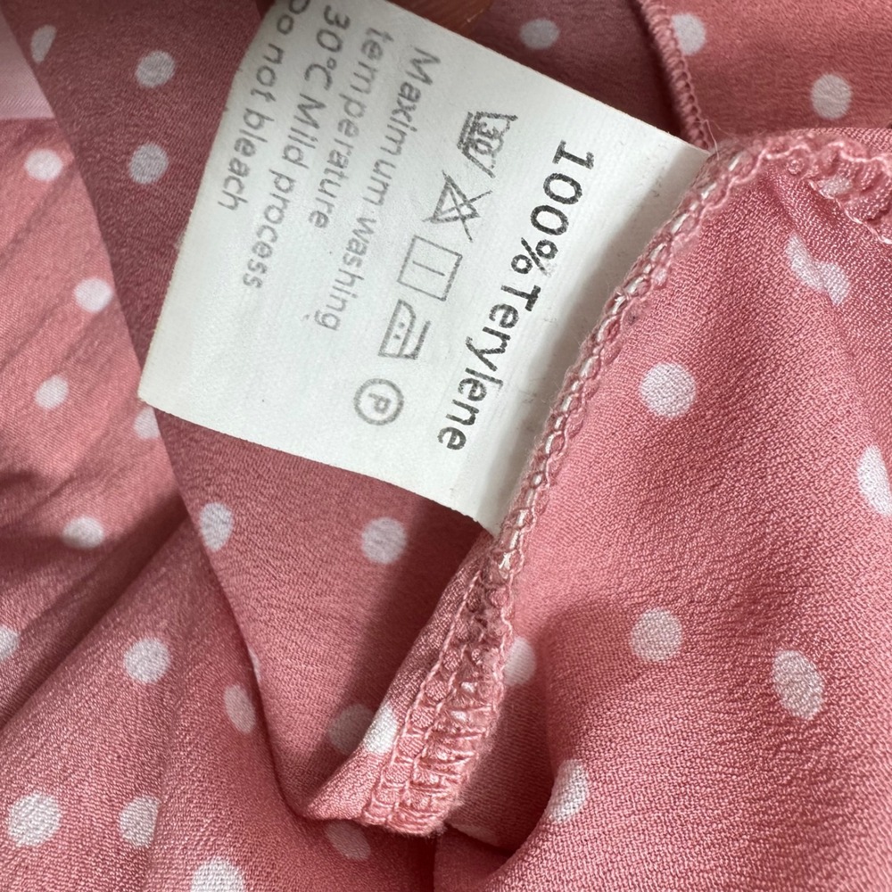Exlura Women Pink Polka Dot Pleated Midi Skirt Elastic High Waist Pockets Size M - Picture 5 of 11